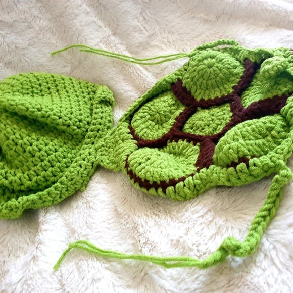 Newborn Photography Props Turtle Design Knitted Beanie Hat Accessories - Picture 6 of 8